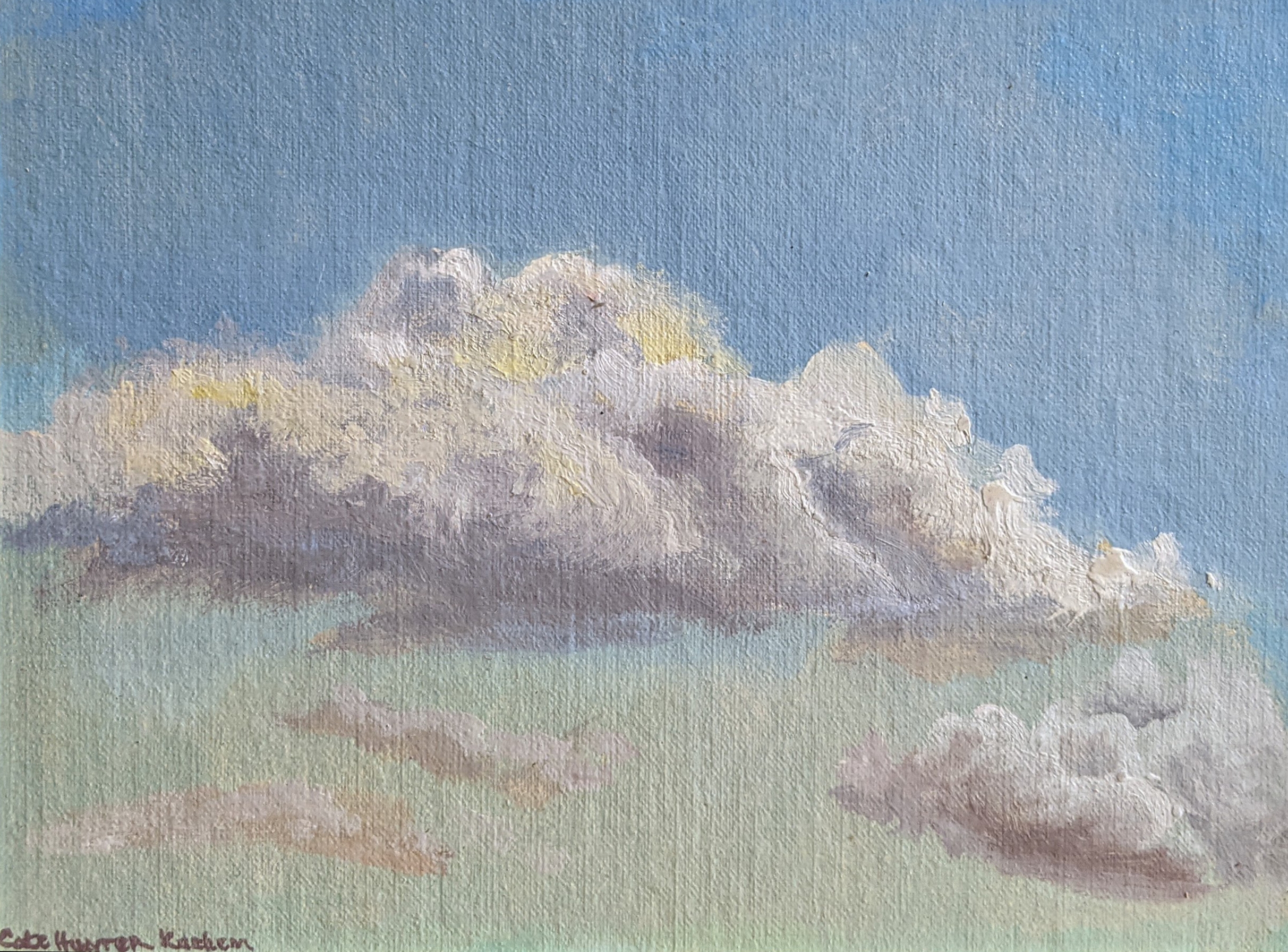 Painting of clouds in the blue sky